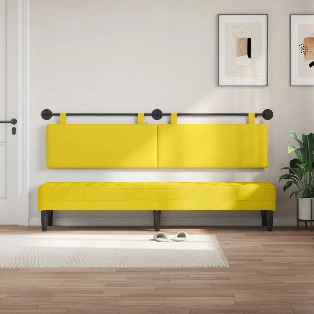Testiera sospesa Con luce LED Giallo Chiaro Tessuto in Cords