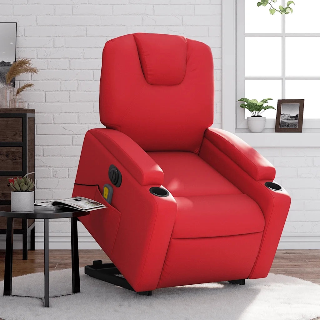 Poltrona Alzapersona Reclinabile Elettrica Rossa in Similpelle 3204456