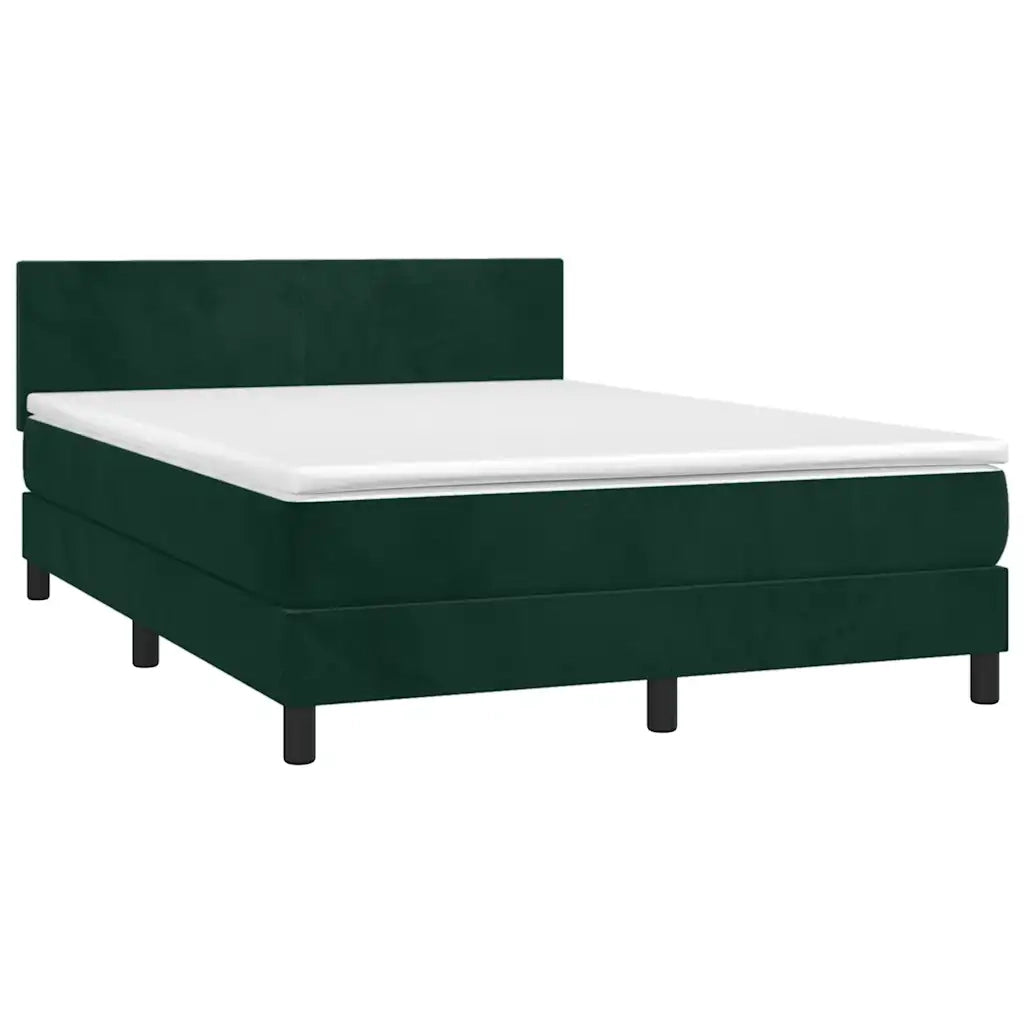 Giroletto a Molle con Materasso Verde Scuro 140x190 cm Velluto 3141182