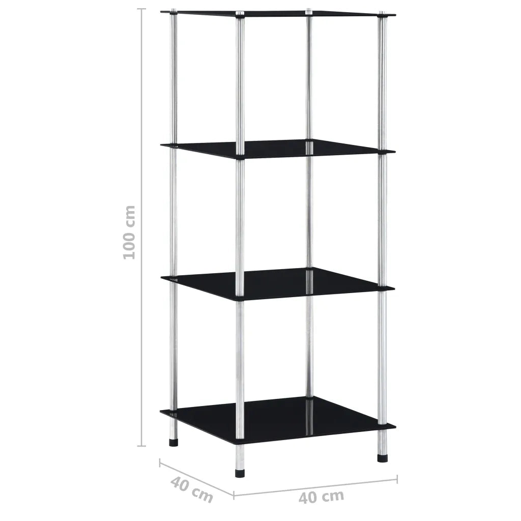 Scaffale a 4 Livelli Nero 40x40x100 cm in Vetro Temperato 249510