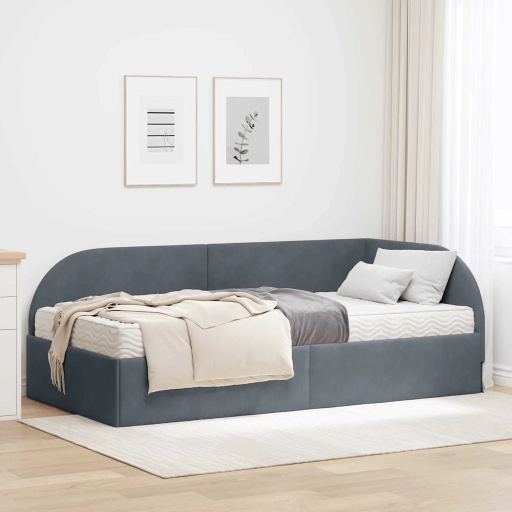 Struttura Letto Angolare con Materasso 2 pz-Giroletto con materasso Grigio Velluto 841331