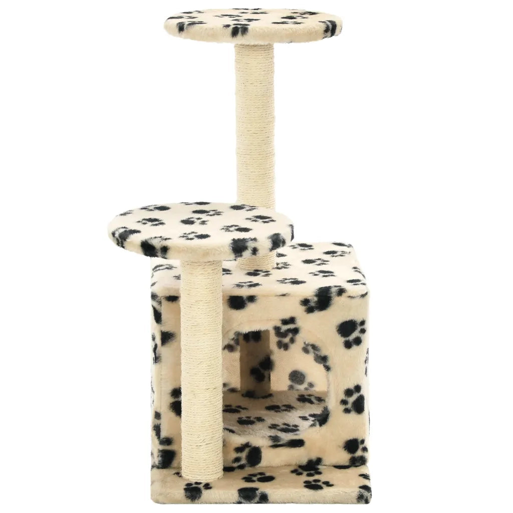 Albero per Gatti e Tiragraffi Sisal 60 cm Zampe Stampate Beige 170520
