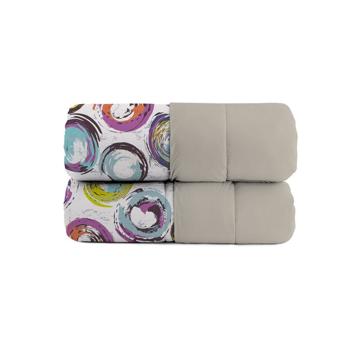 Trapunta Invernale Matrimoniale Stampata in Microfibra 200gr Double Face Cerchi Astratti