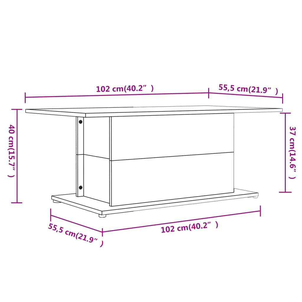 Tavolino da Salotto Rovere Sonoma 102x55,5x40 cm in Truciolato 810310