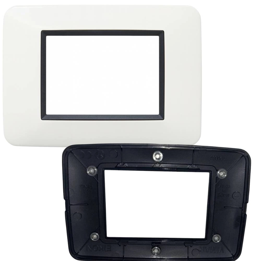 Vimar eikon round placca in metallo bianco antico elegante *** numero posti 3 posti, confezione 1
