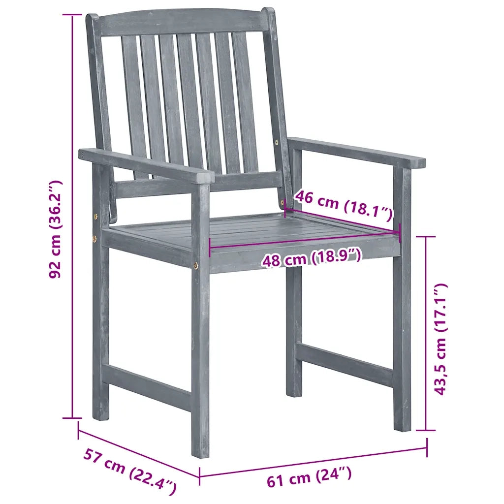 Sedie da Giardino con Cuscini 8 pz in Massello di Acacia Grigie 3078228