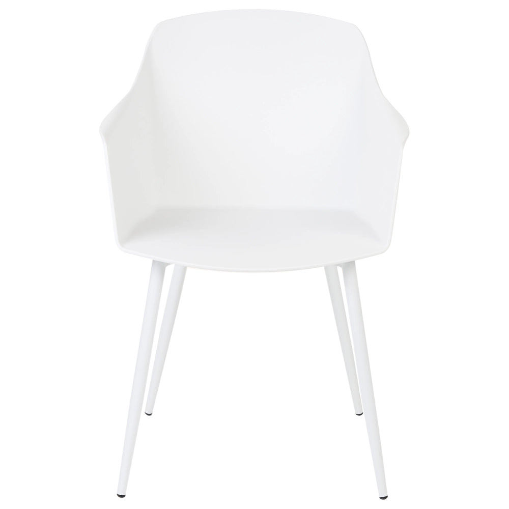 Set di 2 sedie in plastica bianca con poggia braccia design minimalista braccioli soggiorno cucina mobili