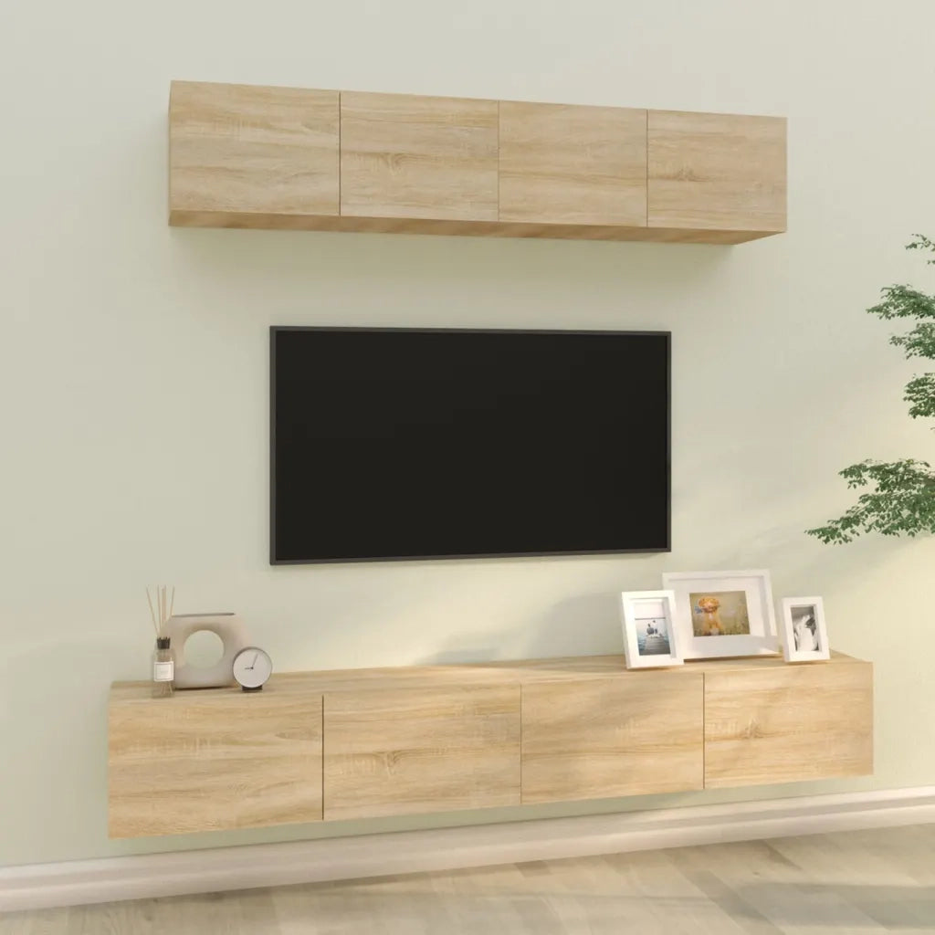 Set di Mobili Porta TV 4 pz-Set di 4 Credenza per TV Rovere Sonoma in Legno Multistrato 793029