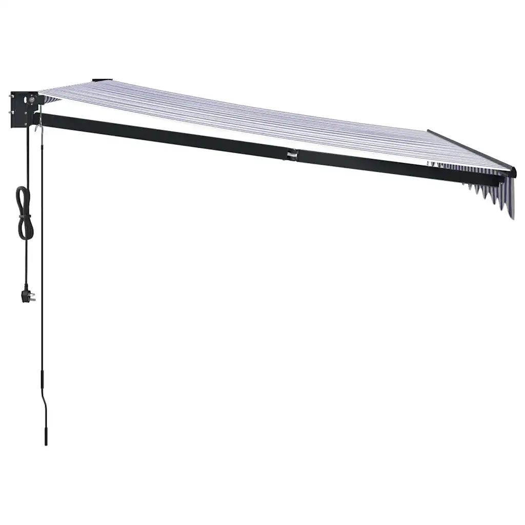 Tenda Sole Automatica Retrattile Blu e Bianca 3,5x2,5 m