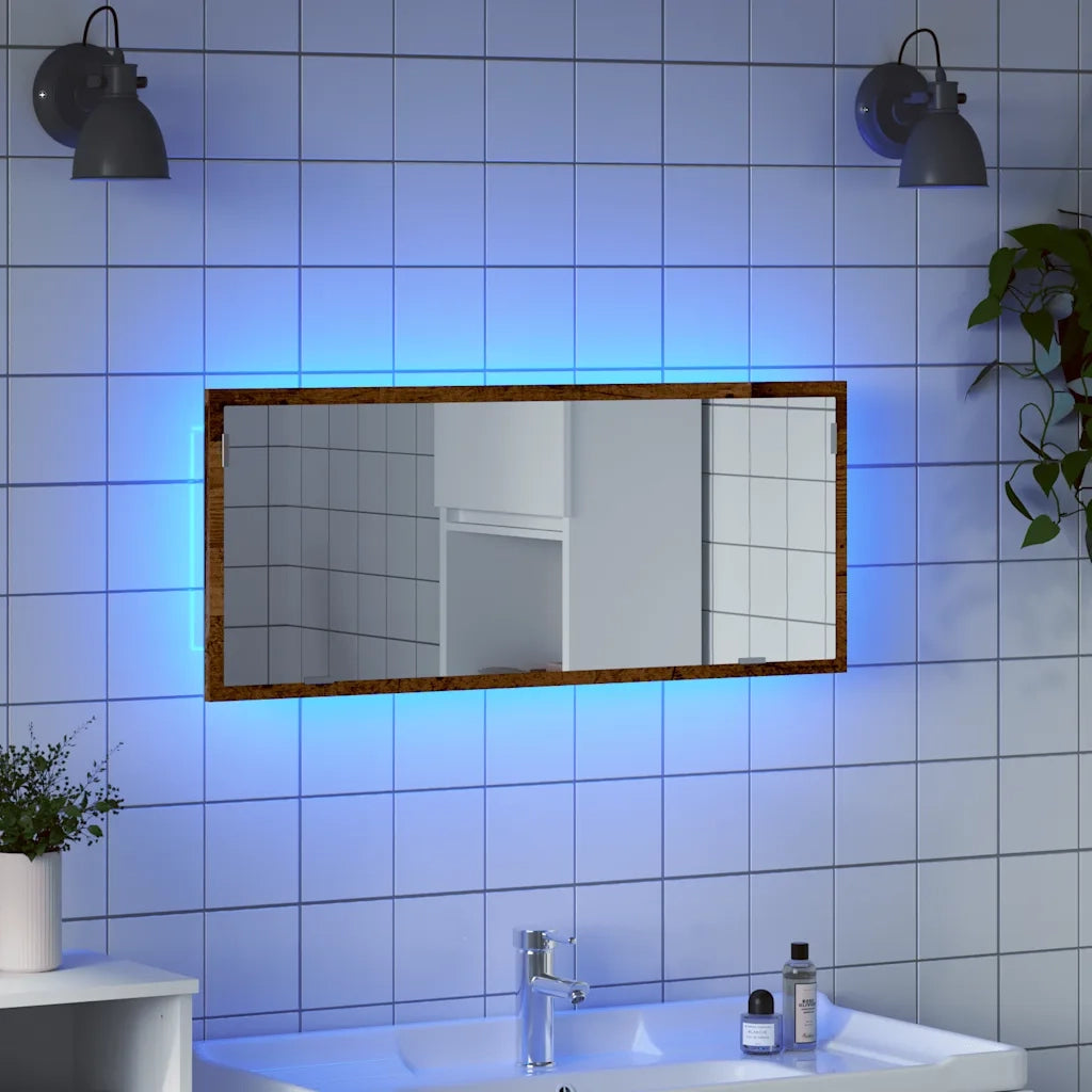 vidaXL Specchio Bagno LED Legno Antico 100x8,5x37 cm Legno Multistrato