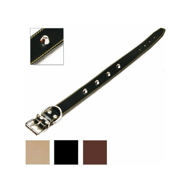 Collare Cani Cuoio Borchie Mm 40 Cm 65