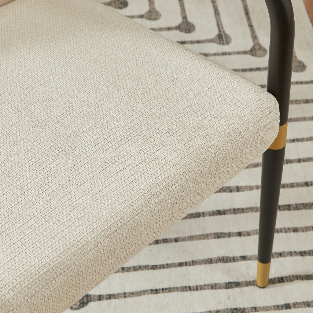 Sedia da Pranzo Set da 2 con Braccioli, Piedini Regolabili, Stile Scandinavo, in Tessuto Beige