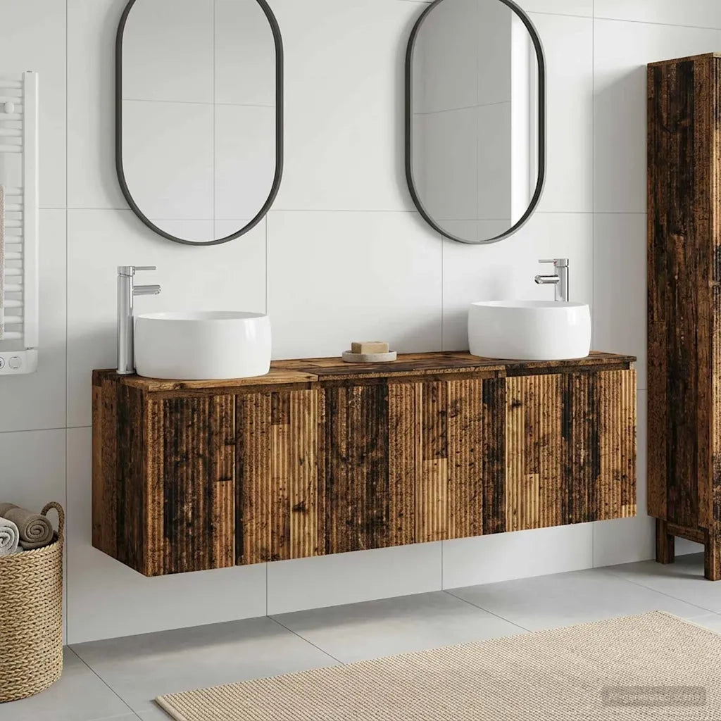 Set di Armadi da Bagno 3 pz Legno antico 49,5 x 44,5 x 66 cm 3405715