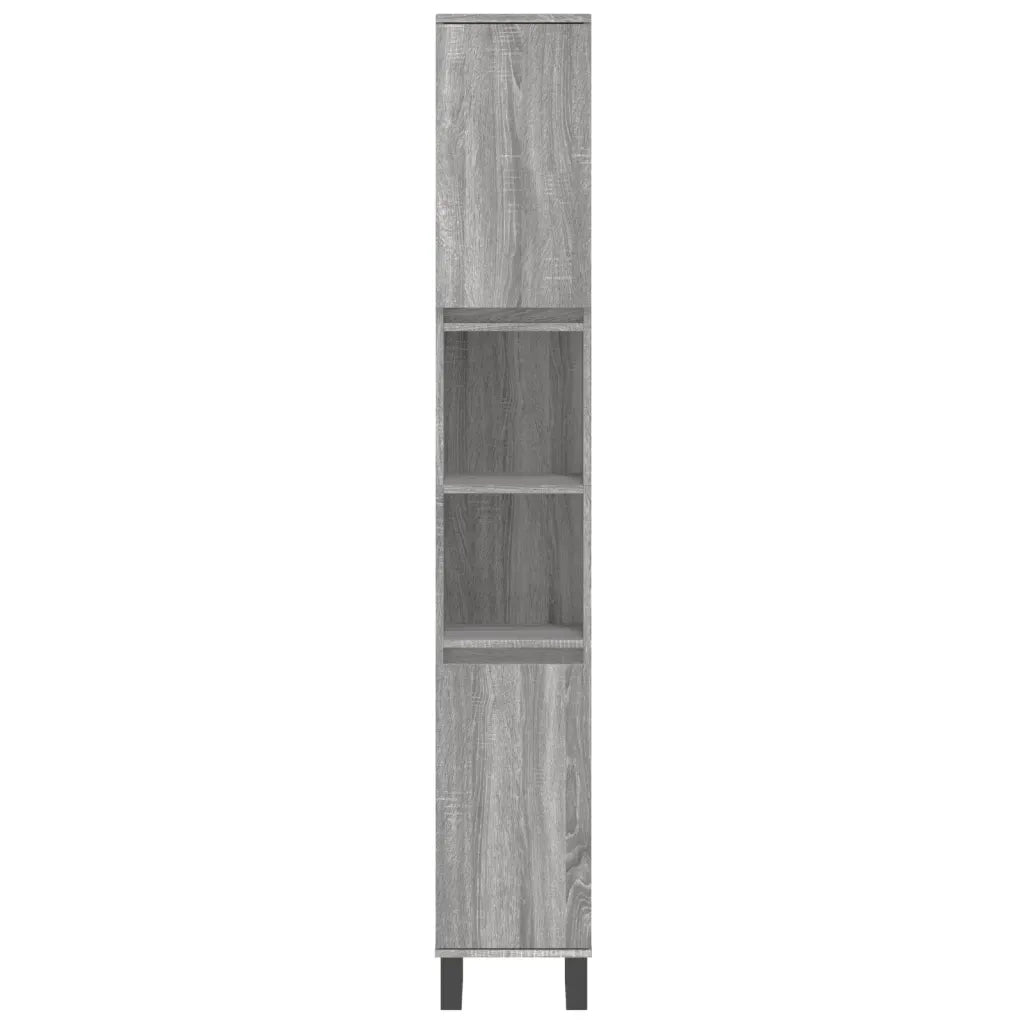 Set Mobili da Bagno | Armadio da bagno 3 pz Grigio Sonoma in Legno Multistrato