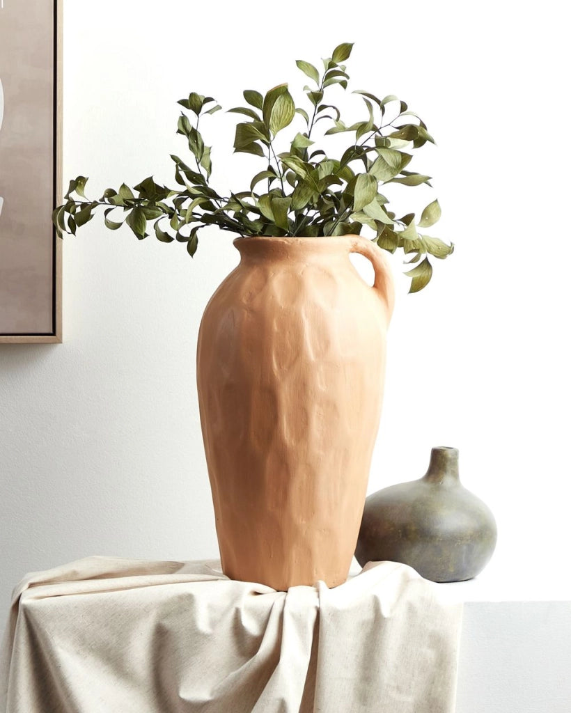 Vaso decorativo in terracotta arancione 47 cm Fatto a mano Design tradizionale Decorazione per la casa Soggiorno