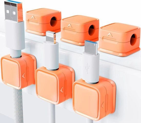 Organizzatore cavi, 6-pack, magnetico per scrivania, cinturini per cavi adesivi forti per supporto di cavi per comodino, elettrodomestici da cucina