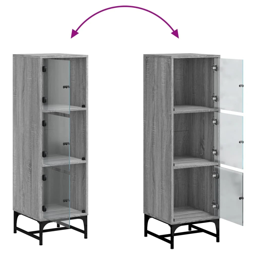 Credenza cassettiera cassettiera mobile contenitore organizer cucina soggiorno soggiorno con ante in vetro Sonoma 35 x 37 x 120 cm grigio 02_0030125