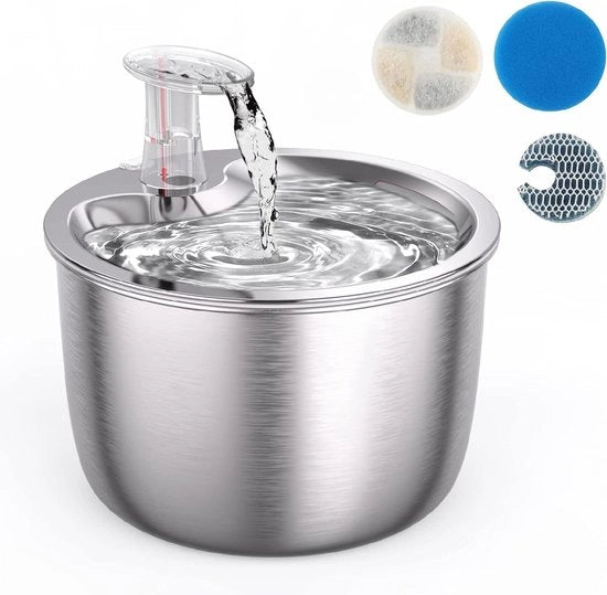 Drinkfonteino automatico per animali domestici 2 litri - sensore infrarosso in acciaio inossidabile - 3 modalità di flusso - filtro di livello d'acqua - pompa USB da 19 m - ultraleggero