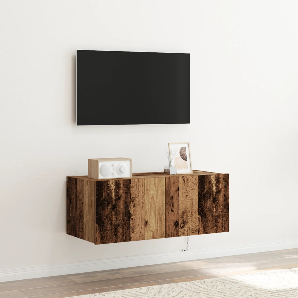 Cabinet TV  con luci LED Legno Vecchio 80x35x31 cm