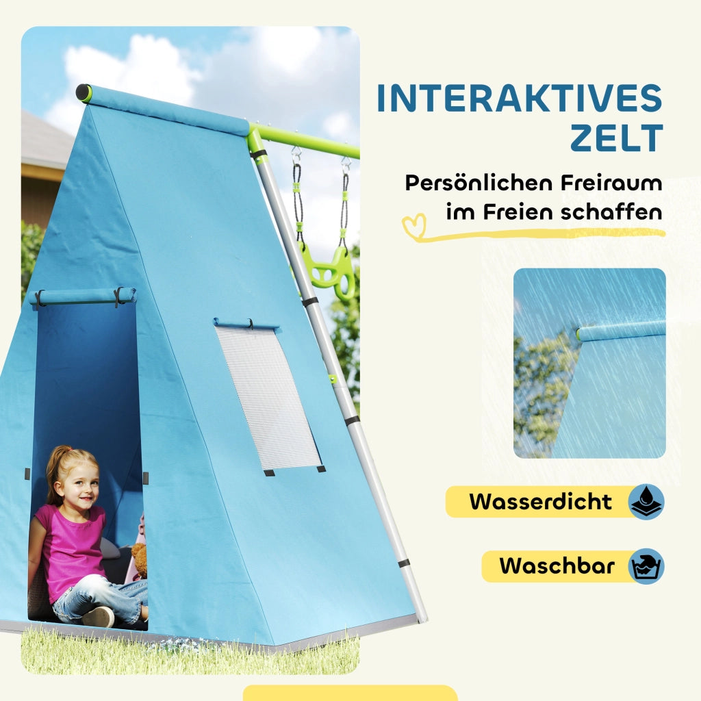 Set Schaukel 3 in 1 con Tenda e Anelli ¨C Zephmum ¨C Verde, Metallo e Plastica