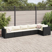 Set Mobili da Giardino 6 pz con Cuscini in Polyrattan Nero 3308104