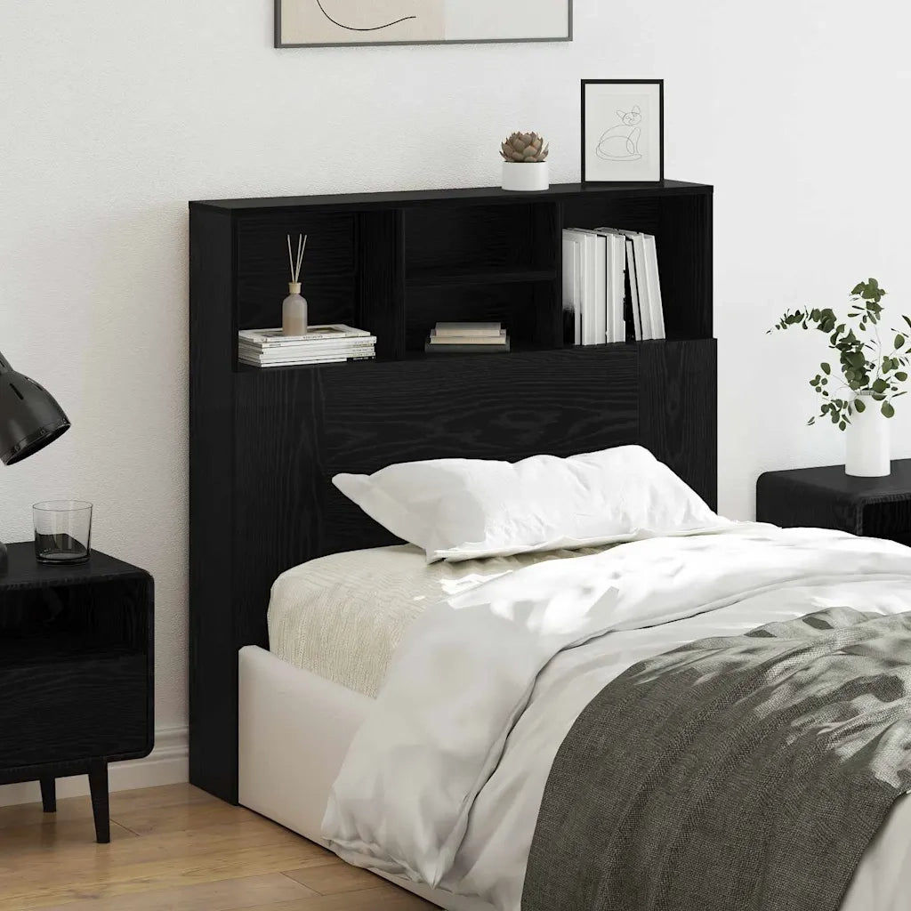 vidaXL Testata del letto con testiera Rovere nero Legno Ingenerizzato