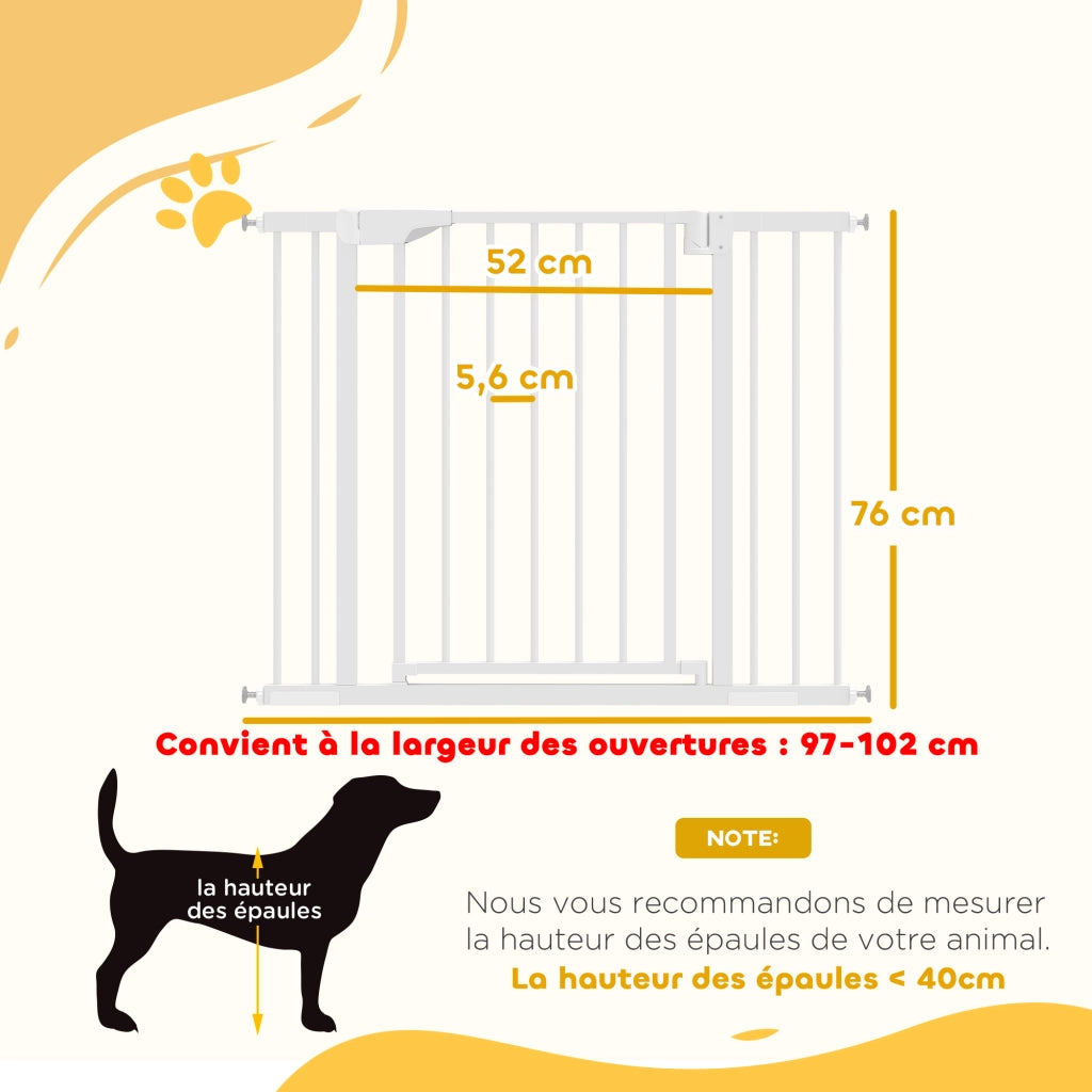Cancelletto di sicurezza per bambini e cani ¨C Xylo ¨C bianco 76-102 cm senza forare