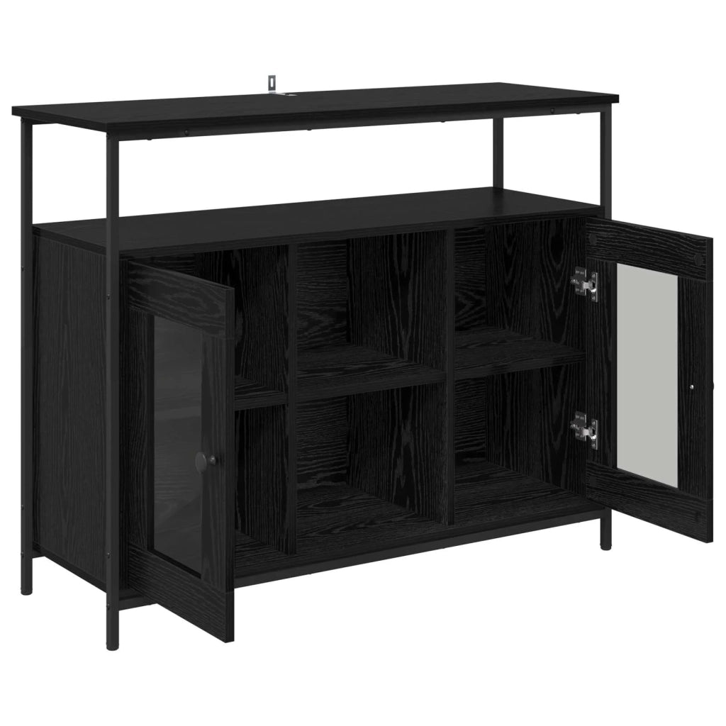 Credenza Rovere Nero 100 x 35 x 80 cm Legno multistrato 882817