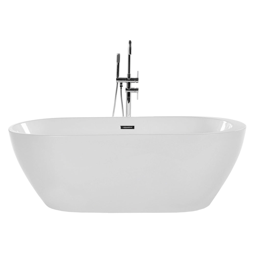 Bagno bianco con argento sanitario acrilico singolo 150 x 75 cm autoportante moderno