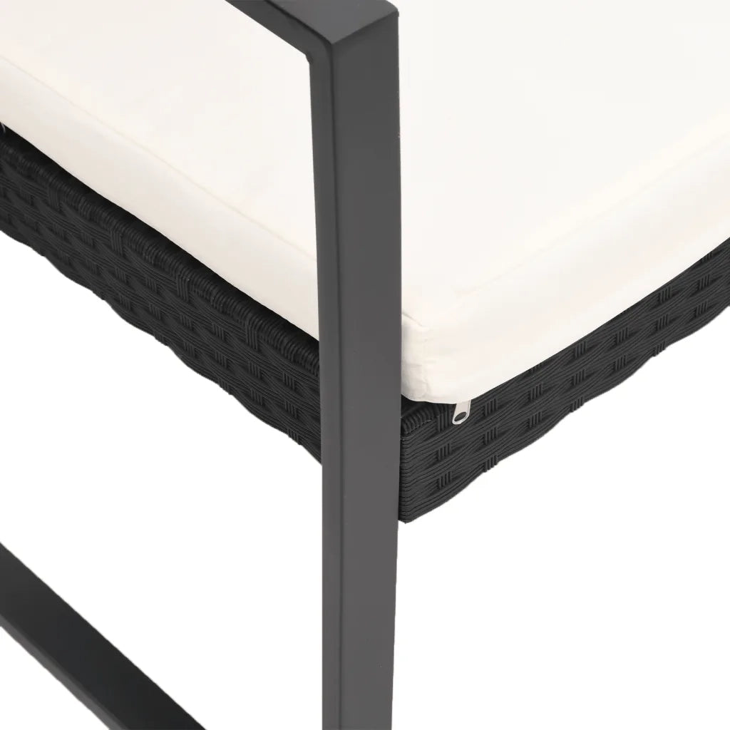 Panca da Giardino a 2 Posti con Cuscini in Rattan PP Nero 360209