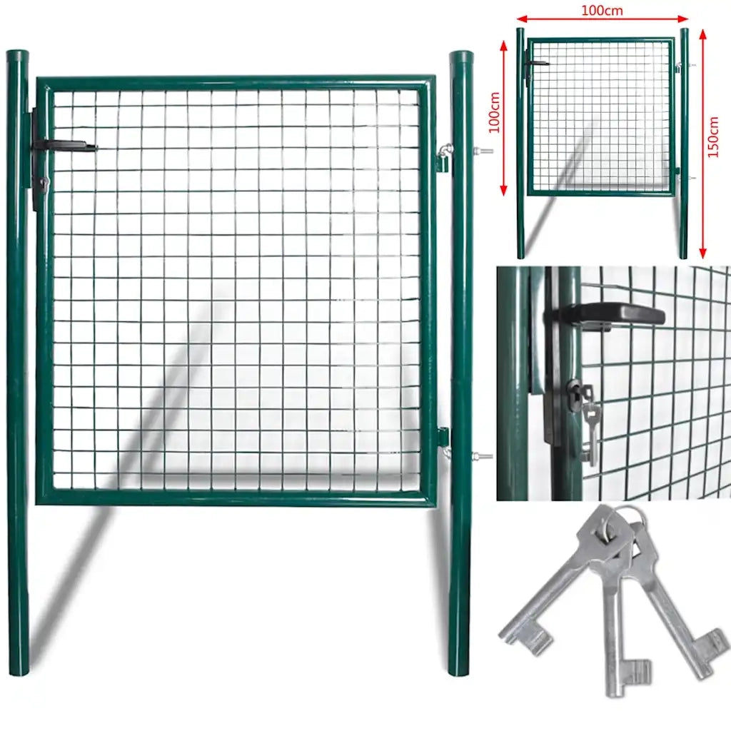Cancello per Recinzione a una Porta 100x100 cm in Acciaio verniciato a Polvere 142030