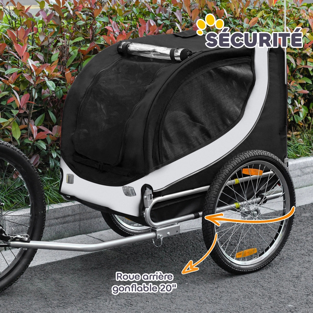 Carrello Trasporto Bicicletta per Cani ¨C Zephmum ¨C Bianco e Nero