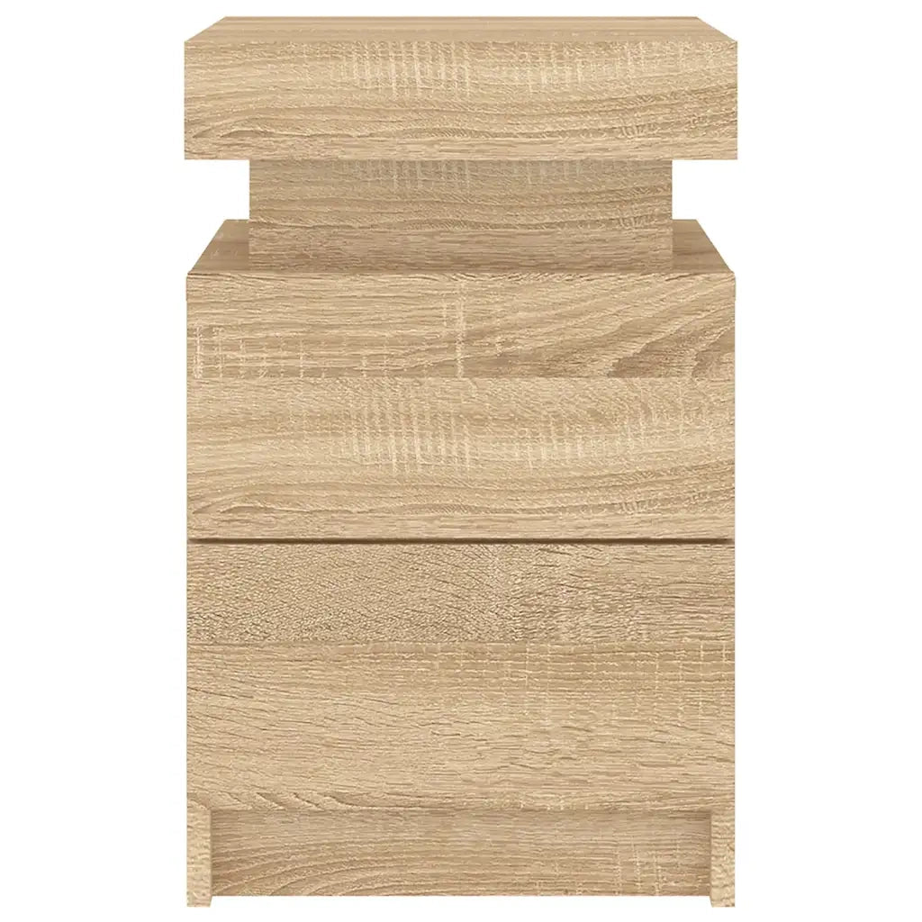 Comodino | Armadio da Notte | Mobiletto da notte con Luci LED Rovere Sonoma 35x39x55 cm