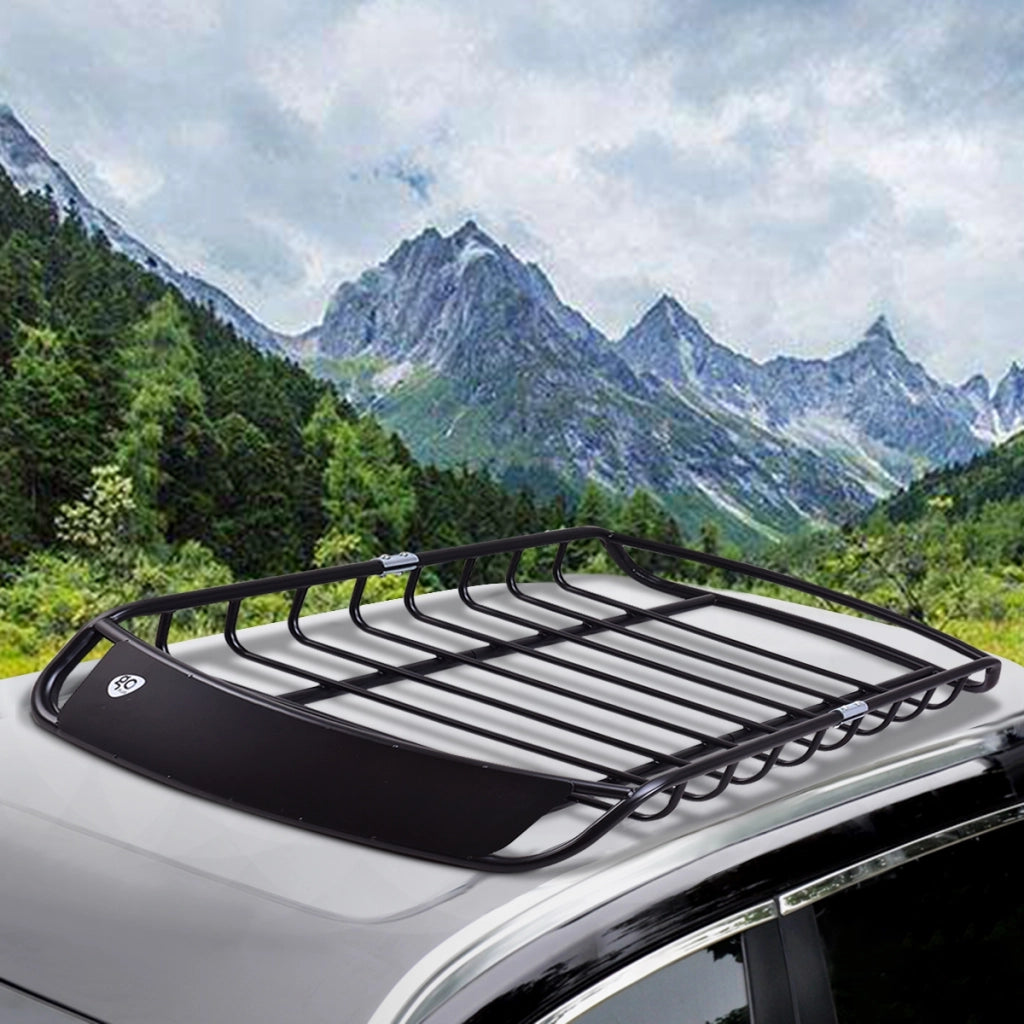 Cestello portapacchi universale in acciaio con portata 110 kg e supporti per barre, Portabagagli da tetto 120x98x16,5cm Nero-Accessori per veicoli
