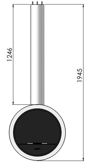 Camino a Bioetanolo Sospeso 218,6xØ70x35 cm Incyrcle Bianco con Vetro