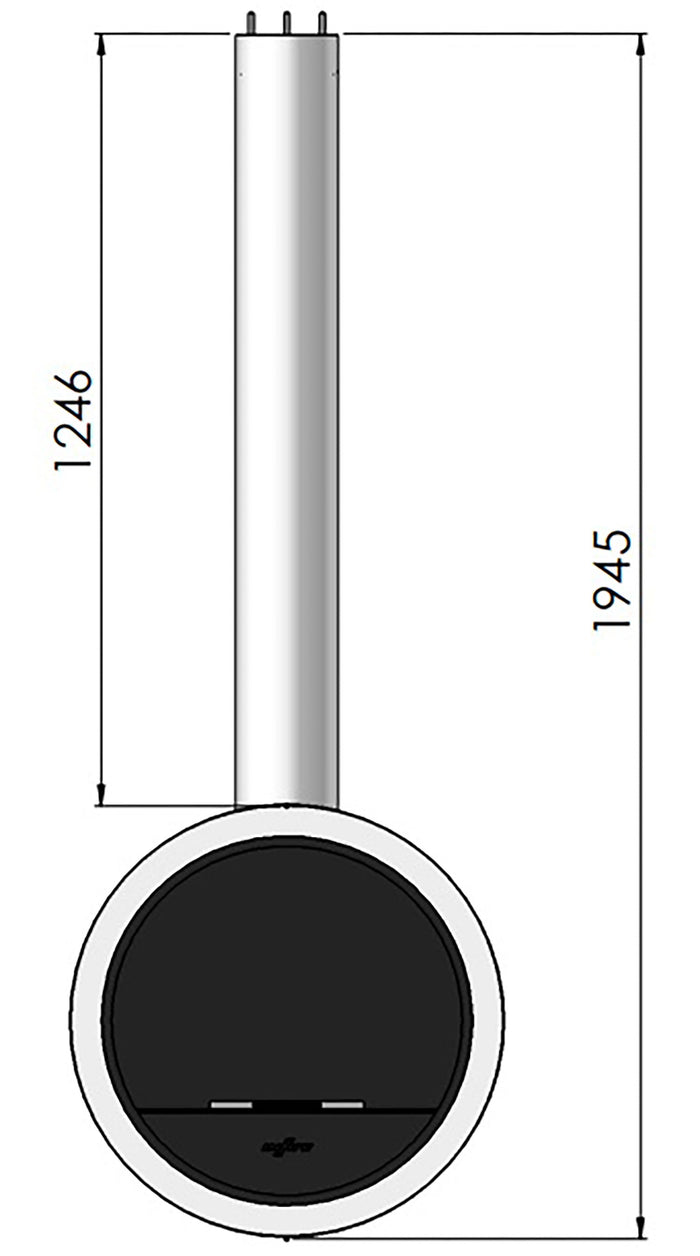 Camino a Bioetanolo Sospeso 218,6xØ70x35 cm Incyrcle Bianco con Vetro