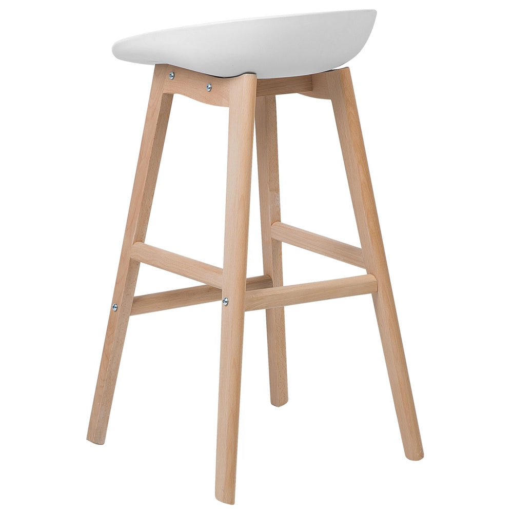 Set di 2 sgabelli da bar in legno chiaro e plastica bianca da 85 cm con sedile da bancone
