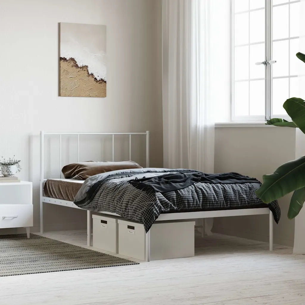 Giroletto con Testiera Metallo Bianco 107x203 cm 352525