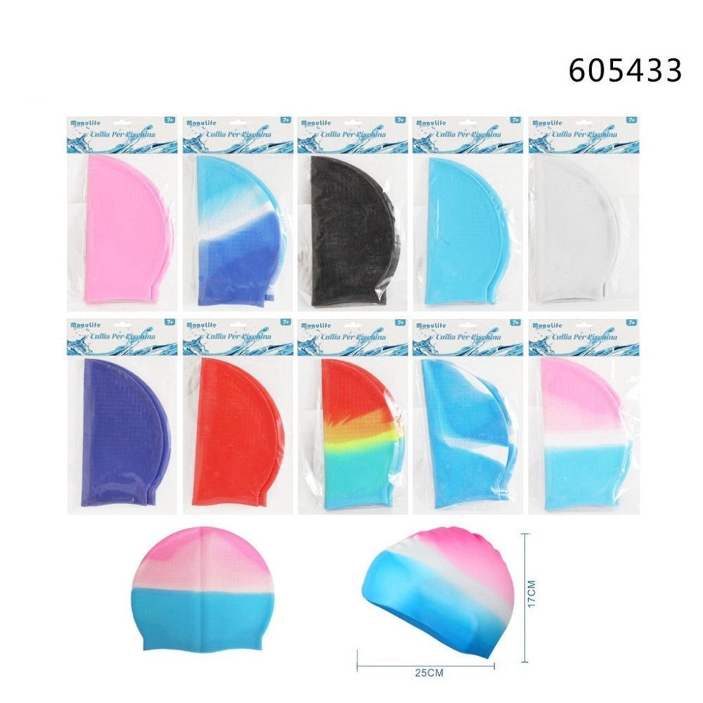 Trade Shop - Cuffia Nuoto Per Piscina Estate In Silicone Unisex Colori Misti 25x17cm 605433 -