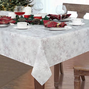 Tavolo coprente per Natale, tessuto di PVC, effetto neve, fiori, 152 x 213 cm.