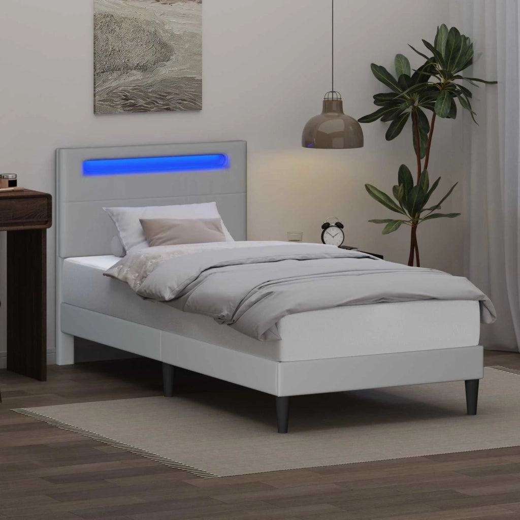 Struttura del letto con testiera-Giroletto Bianco 90 x 190 cm Similpelle 506155