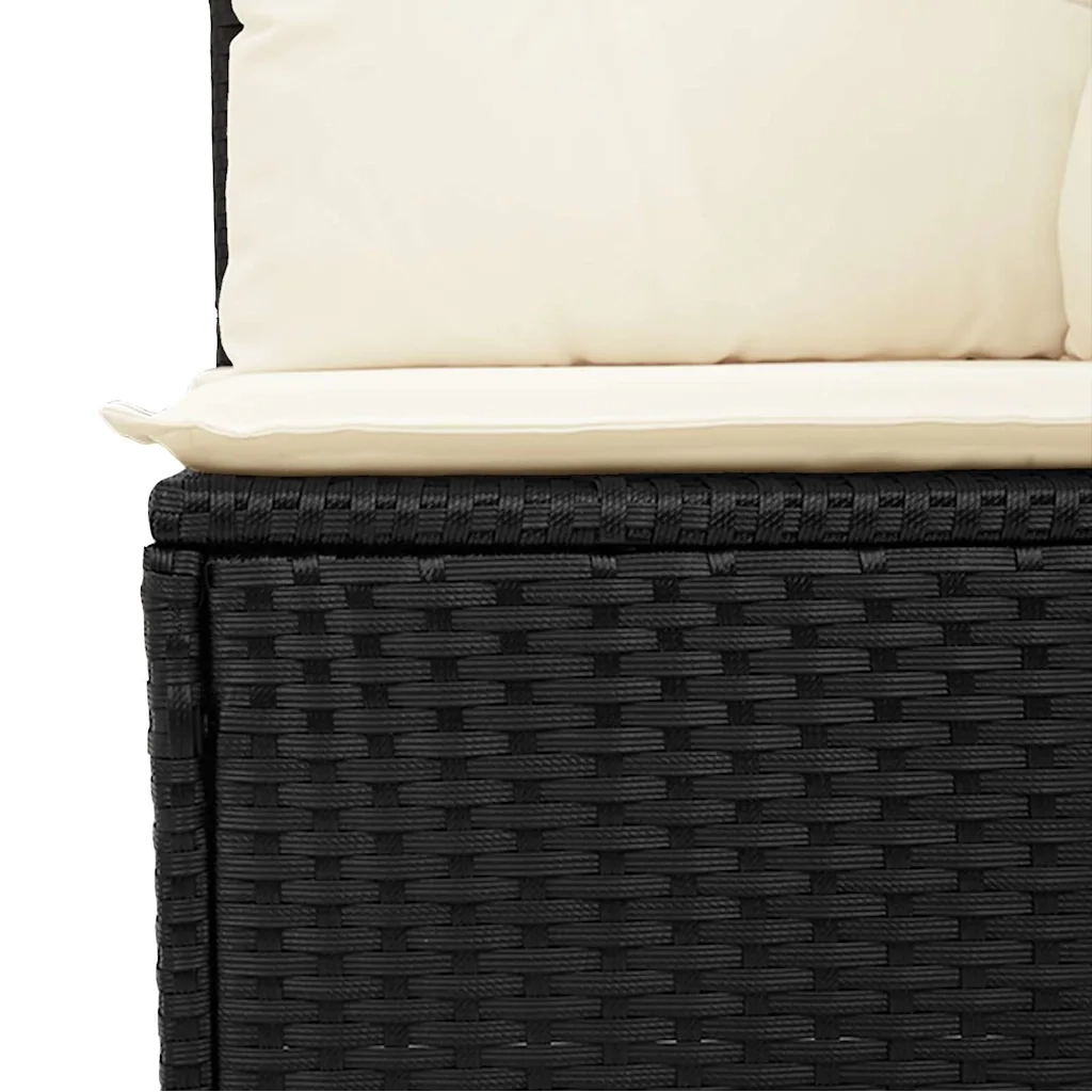 Divano Angolare da Giardino con Cuscini-Sofa da Giardino-Divanetto da esterno Nero in Polyrattan 315419