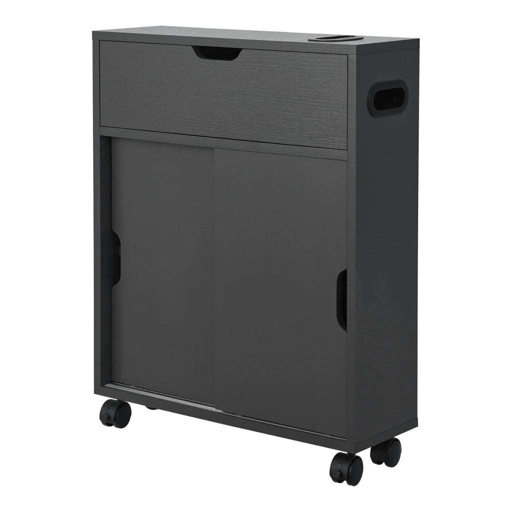 Mobile contenitore per bagno 67 x 52 x 17 cm con ante scorrevoli grigio scuro 03_0006852