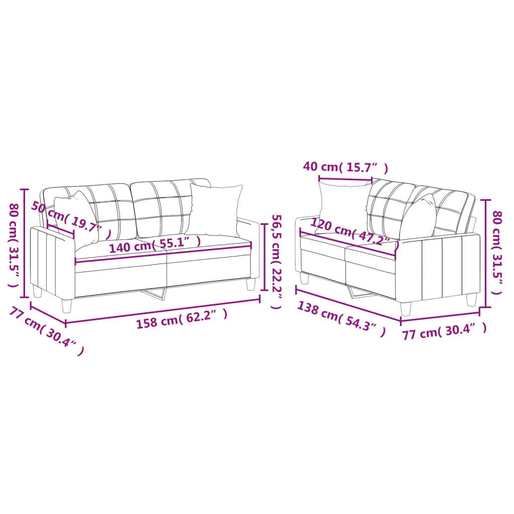 Set di Divani 2 pz con Cuscini Rosso Vino in Similpelle 3201371