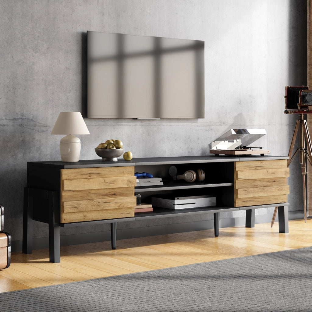 Mobile TV Lowboard ¨C MINIMAL ¨C Bianco, 175x39.5x53 cm, 2 Ante, Soggiorno