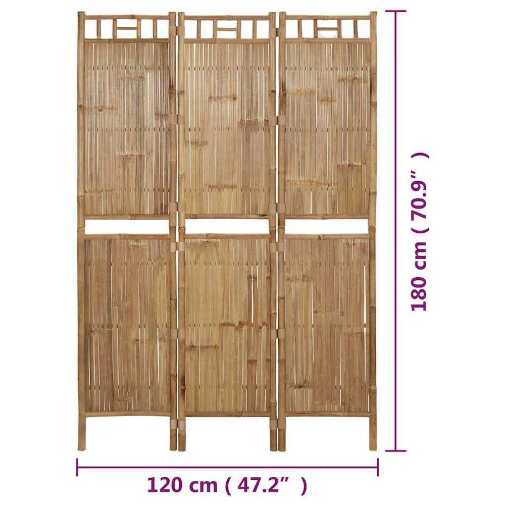 3-piece Room Divider Bamboo 120x180 Cm
