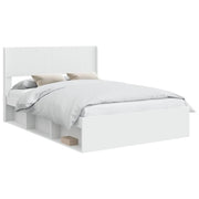 Letto matrimoniale | Letto per adulti | Struttura del letto con stoccaggio e testata Bianco