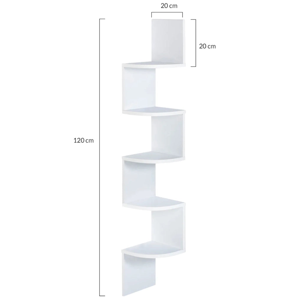 IDMarket - Scaffale angolare a parete a 5 livelli bianco ISA