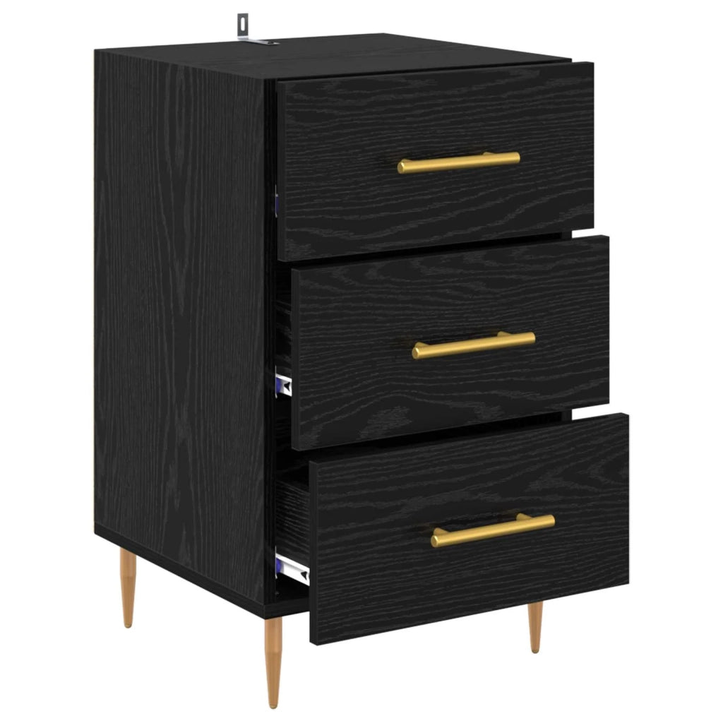 Armadio da Notte Rovere Nero 40 x 40 x 66 cm Legno multistrato