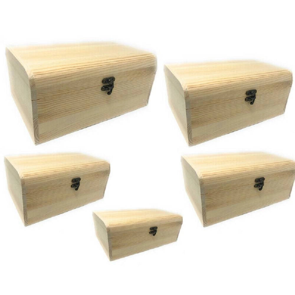 Trade Shop - Set 5 Scatole In Legno Matrioska Baule X Decoupage Scatola Cofanetto Portagioie -